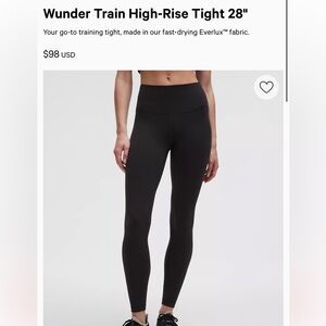 Lululemon wunder train high rise tight 28”